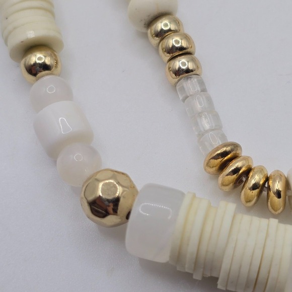 Time and Tru Multistrand Necklace White Beaded Gold Tone Coastal Beach Jewelry - Picture 3 of 8